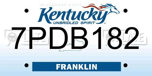 7PDB182 Kentucky License Plate