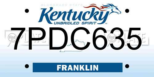 7PDC635 Kentucky License Plate