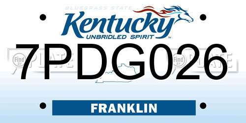 7PDG026 Kentucky License Plate
