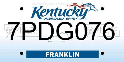 7PDG076 Kentucky License Plate