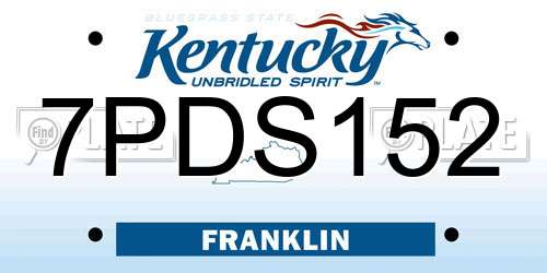 7PDS152 Kentucky License Plate