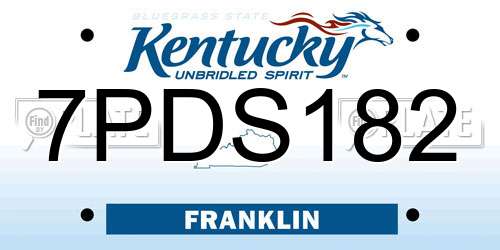 7PDS182 Kentucky License Plate