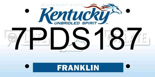 7PDS187 Kentucky License Plate