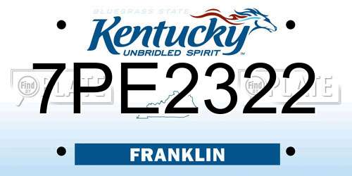 7PE2322 Kentucky License Plate