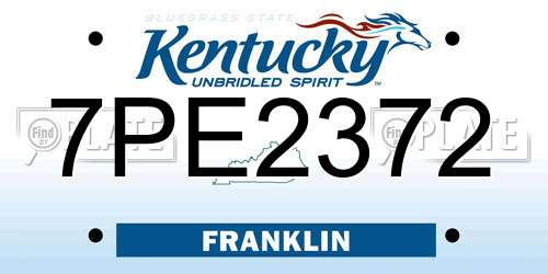 7PE2372 Kentucky License Plate