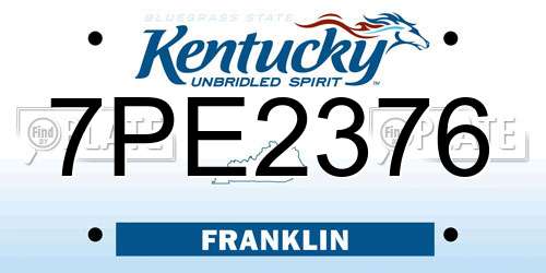 7PE2376 Kentucky License Plate