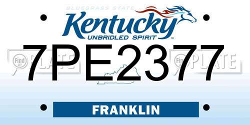 7PE2377 Kentucky License Plate