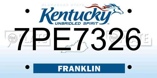 7PE7326 Kentucky License Plate