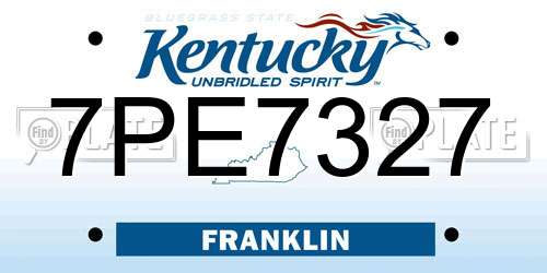 7PE7327 Kentucky License Plate