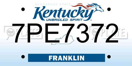 7PE7372 Kentucky License Plate