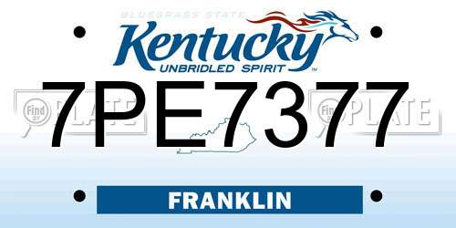 7PE7377 Kentucky License Plate