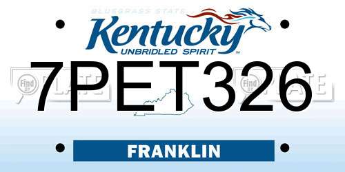 7PET326 Kentucky License Plate