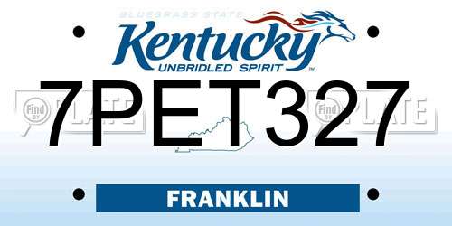7PET327 Kentucky License Plate