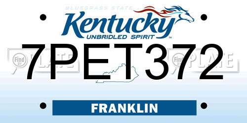 7PET372 Kentucky License Plate