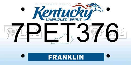 7PET376 Kentucky License Plate