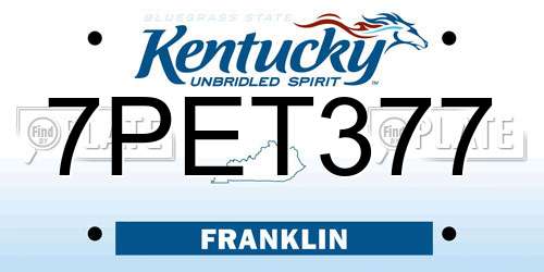 7PET377 Kentucky License Plate