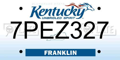 7PEZ327 Kentucky License Plate