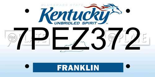 7PEZ372 Kentucky License Plate