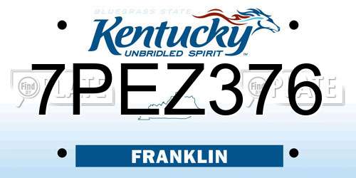 7PEZ376 Kentucky License Plate