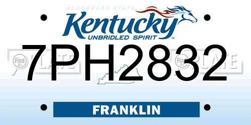 7PH2832 Kentucky License Plate
