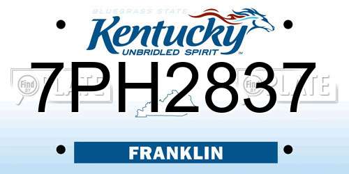 7PH2837 Kentucky License Plate
