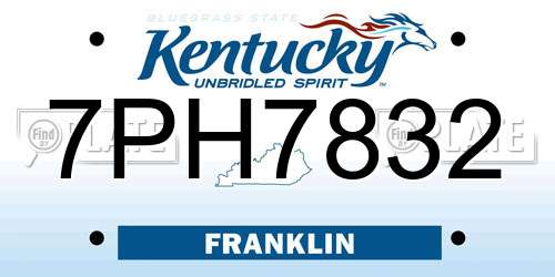 7PH7832 Kentucky License Plate
