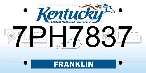 7PH7837 Kentucky License Plate