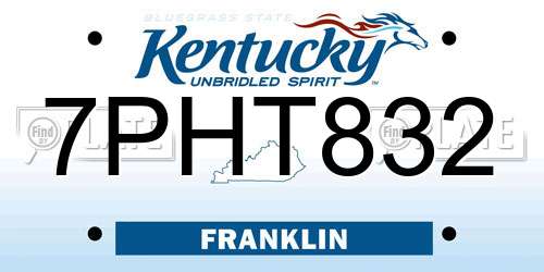 7PHT832 Kentucky License Plate