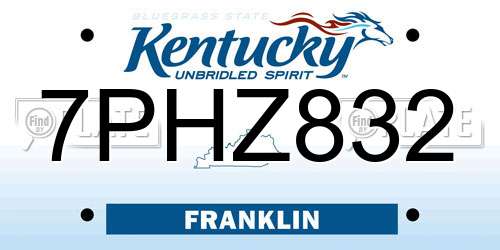 7PHZ832 Kentucky License Plate