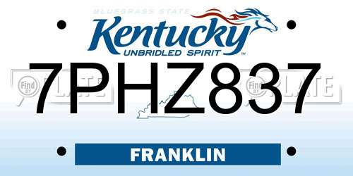 7PHZ837 Kentucky License Plate