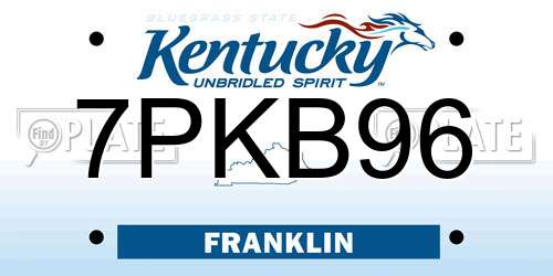 7PKB96 Kentucky License Plate