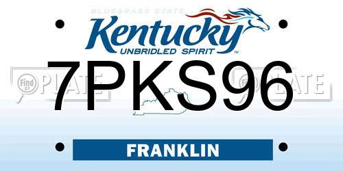 7PKS96 Kentucky License Plate