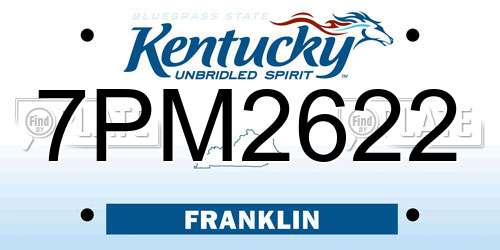 7PM2622 Kentucky License Plate
