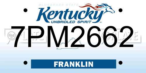 7PM2662 Kentucky License Plate
