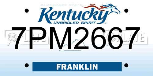 7PM2667 Kentucky License Plate