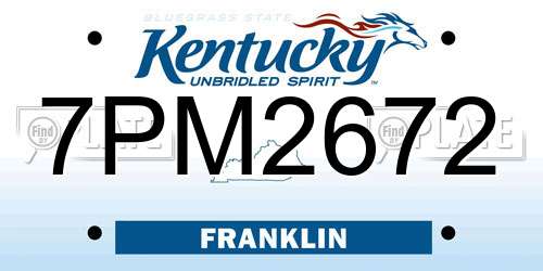 7PM2672 Kentucky License Plate