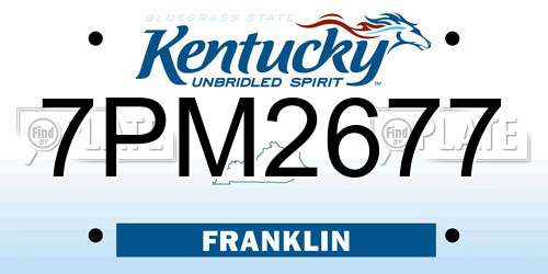 7PM2677 Kentucky License Plate