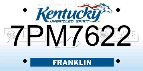 7PM7622 Kentucky License Plate