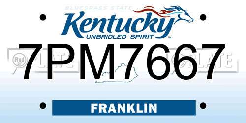 7PM7667 Kentucky License Plate