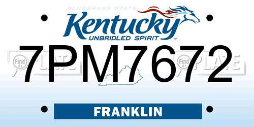 7PM7672 Kentucky License Plate
