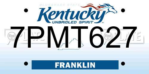 7PMT627 Kentucky License Plate