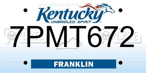 7PMT672 Kentucky License Plate