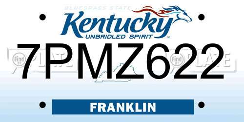 7PMZ622 Kentucky License Plate