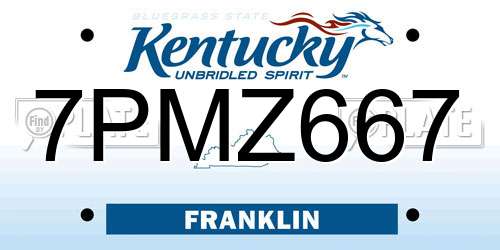 7PMZ667 Kentucky License Plate