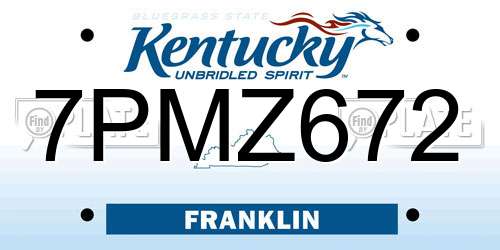 7PMZ672 Kentucky License Plate