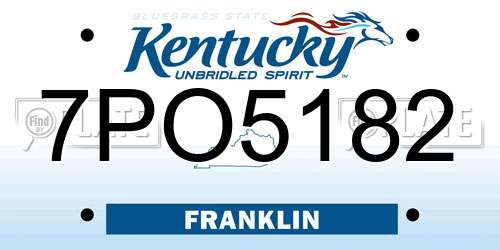 7PO5182 Kentucky License Plate