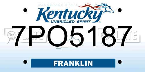 7PO5187 Kentucky License Plate