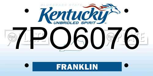 7PO6076 Kentucky License Plate