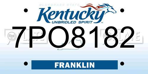 7PO8182 Kentucky License Plate