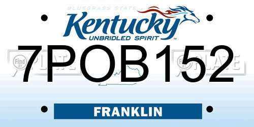 7POB152 Kentucky License Plate